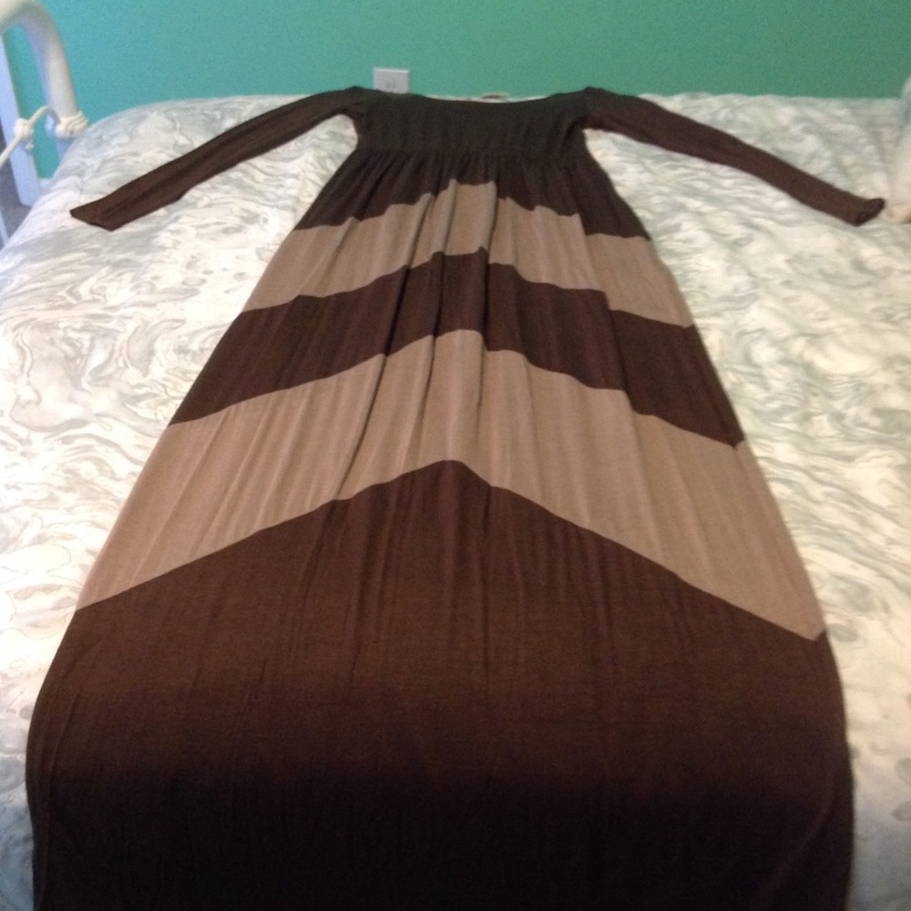 💖Brown colorblock Maxi dress💖 - Picture 6 of 7